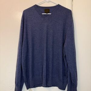 J. Hilburn Luxury 100% Cashmere V-Neck Sweater Heathered Blue XL | Quiet Luxury